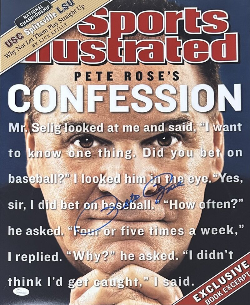 Pete Rose Signed 16x20 Photo JSA & Rose Exclusive Hologram Confession