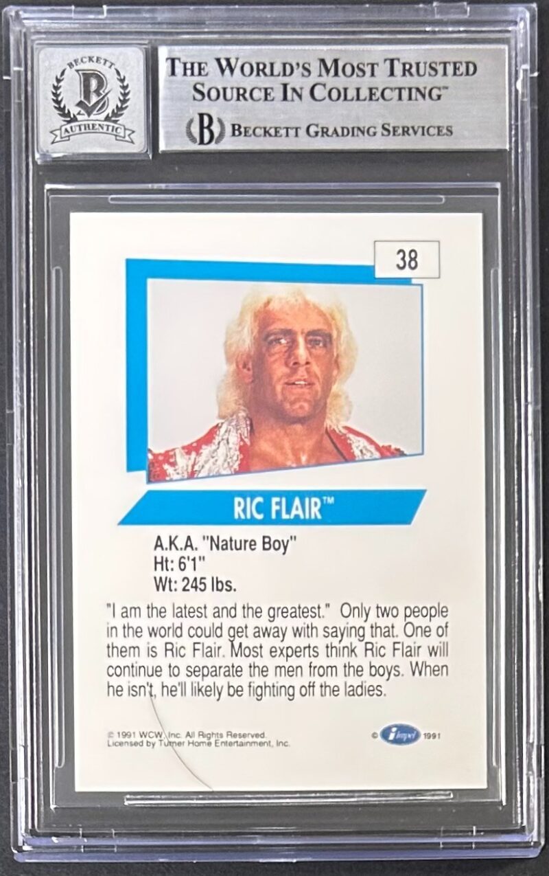 Ric Flair Signed 1991 Impel WCW Card #38 Beckett Auto 10 18338243 - Image 2