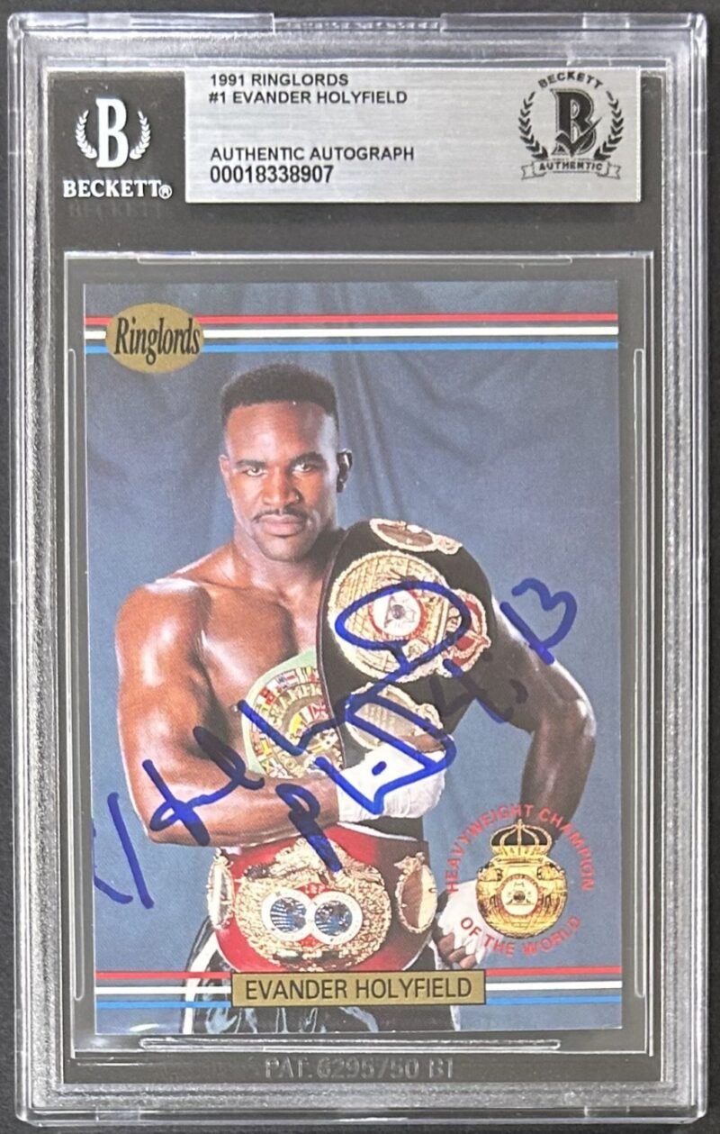 Evander Holyfield Signed 1991 Ringlords Card #1 Beckett 18338907