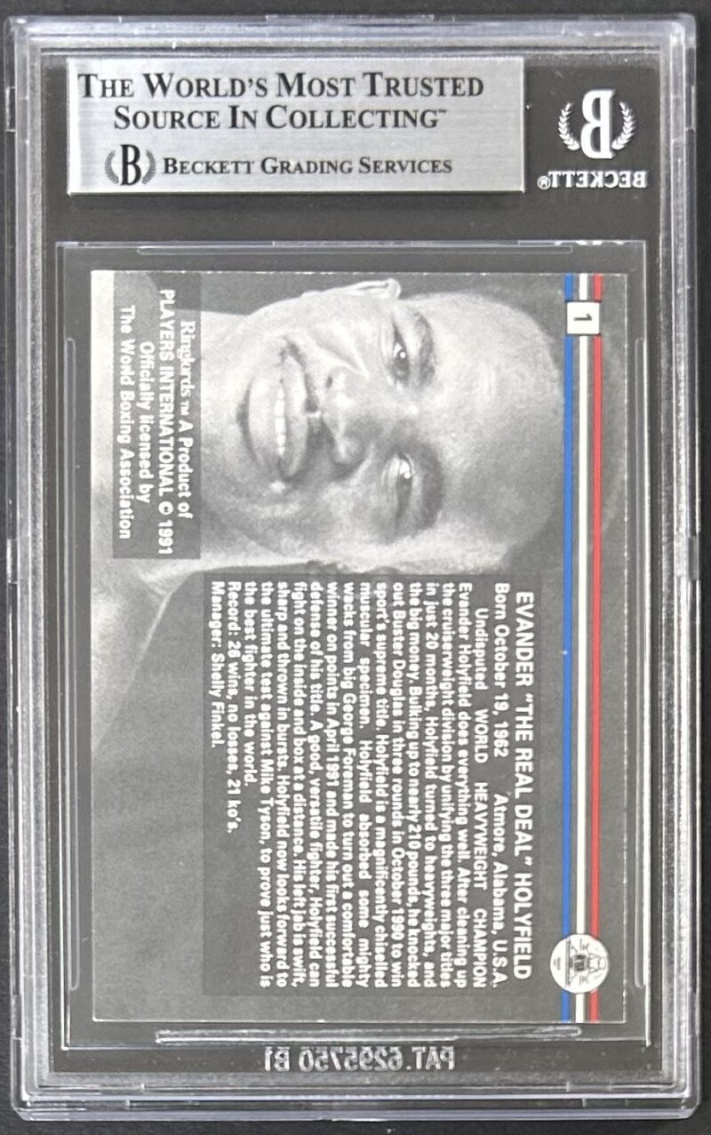 Evander Holyfield Signed 1991 Ringlords Card #1 Beckett 18338907 - Image 2