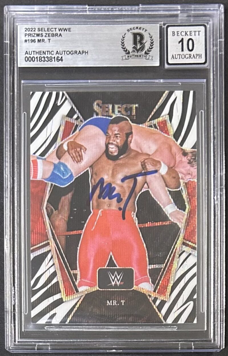 Mr. T Signed 2022 Select WWE Prizm Zebra Card #196 Beckett Auto 10 18338164