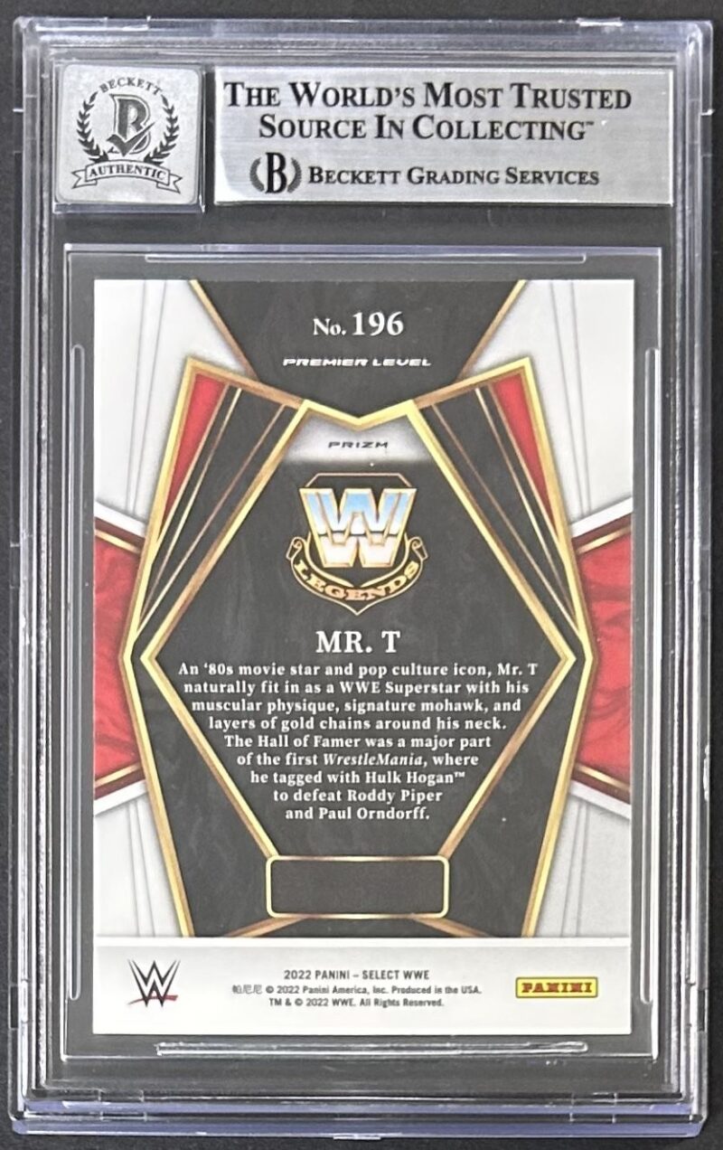 Mr. T Signed 2022 Select WWE Prizm Zebra Card #196 Beckett Auto 10 18338164 - Image 2