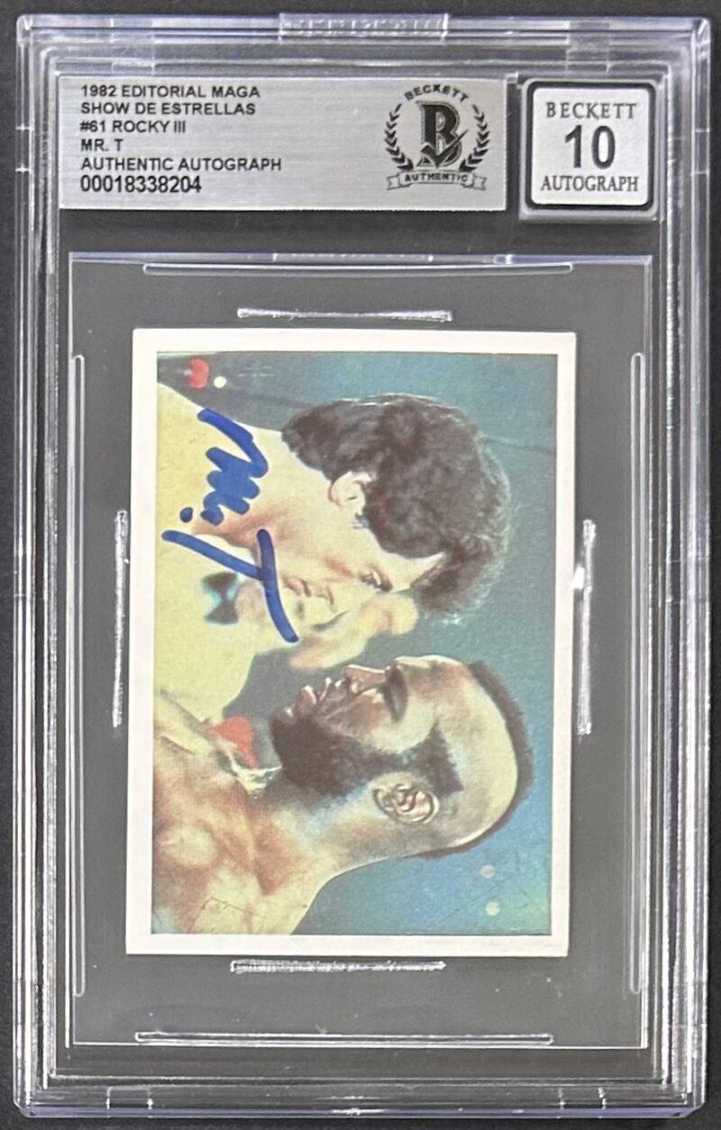Mr T Signed 1982 Rocky III Show de Estrellas Rookie Card 61 BAS Auto 10 18338204 - Image 2