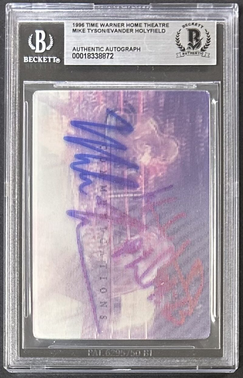 Mike Tyson Evander Holyfield Signed 1996 Time Warner Card /15,000 BAS 18338872 - Image 2