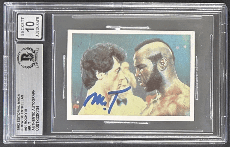 Mr T Signed 1982 Rocky III Show de Estrellas Rookie Card 61 BAS Auto 10 18338204