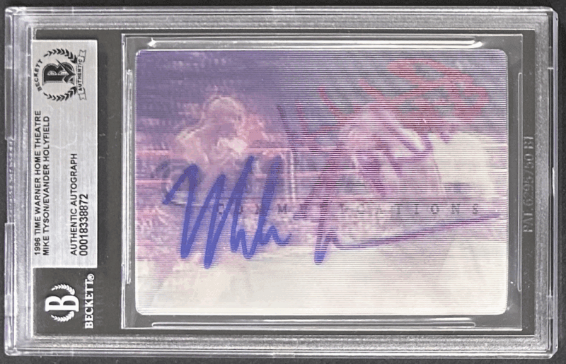 Mike Tyson Evander Holyfield Signed 1996 Time Warner Card /15,000 BAS 18338872
