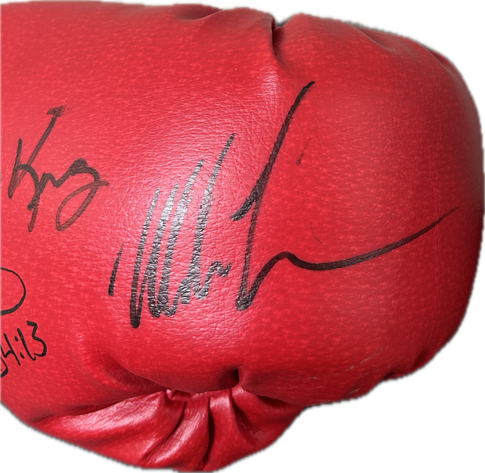 Mike Tyson Evander Holyfield & Don King Signed Red Boxing Glove Beckett Letter 2 - Image 3