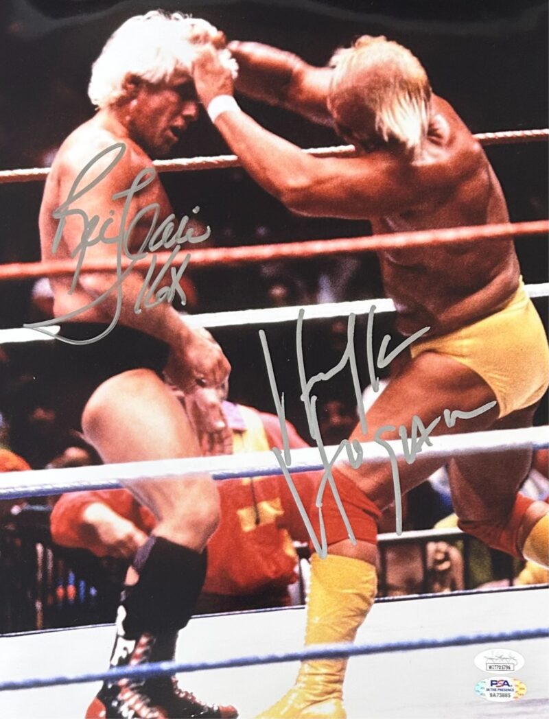 Hulk Hogan & Ric Flair Dual Signed Autographed 11x14 Photo JSA & PSA/DNA Authen