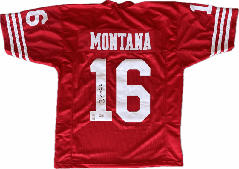 Joe Montana Signed Autographed Red/White Jersey Beckett & Montana Hologram Auth