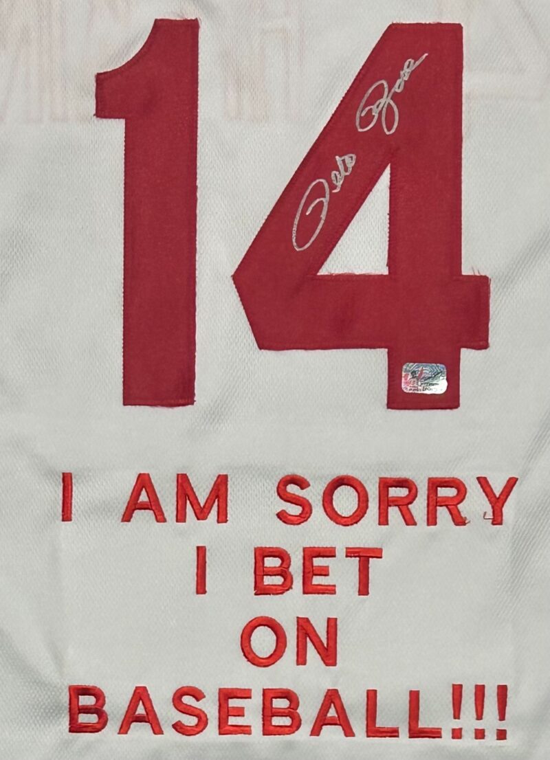 Pete Rose Signed White Jersey Pete Rose Exclusive Hologram Bet On Baseball - Image 3
