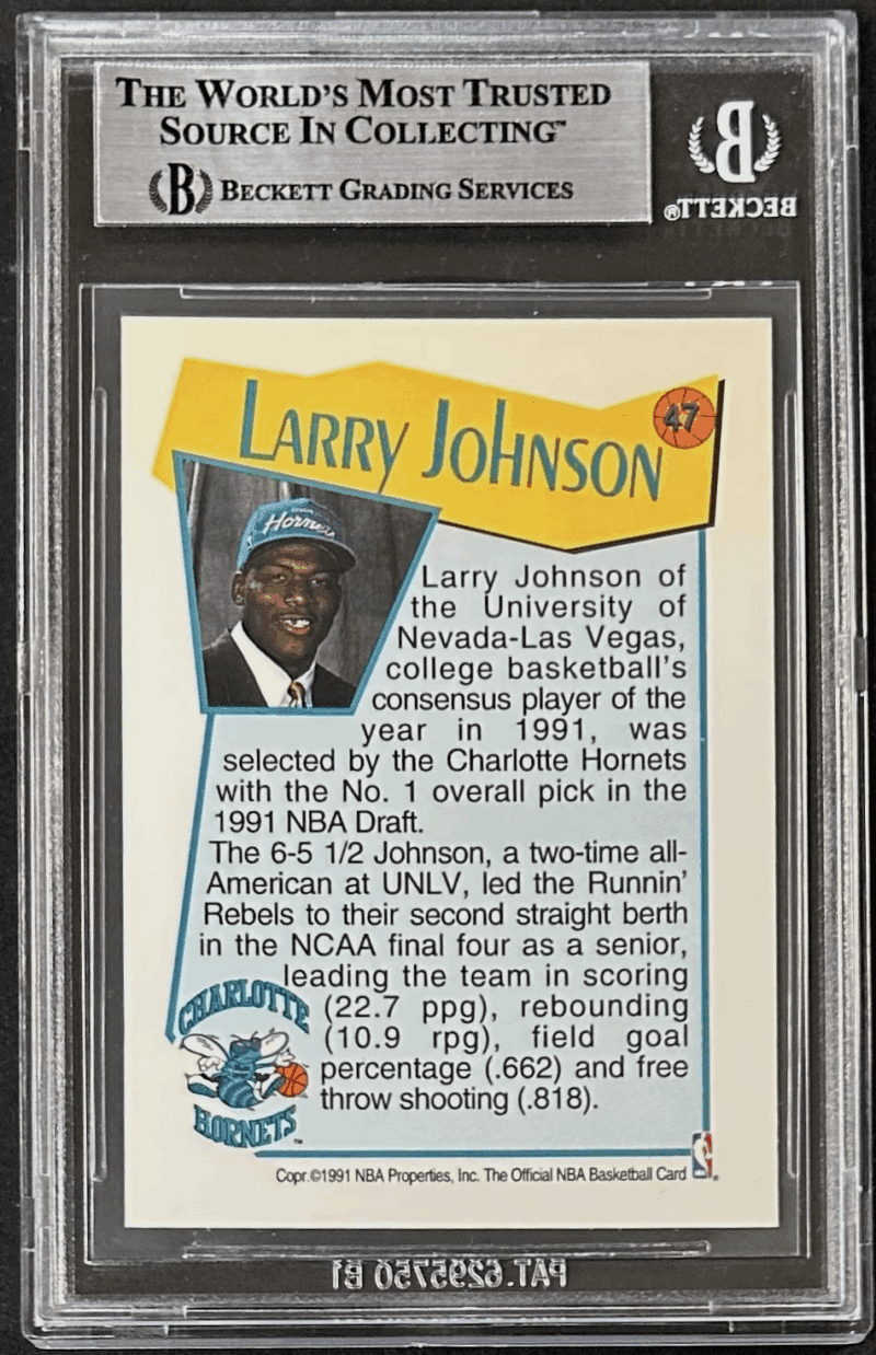 Larry Johnson 1991-92 HOOPS McDonald's Signed Card #47 Beckett 17089246 Hornets - Image 2