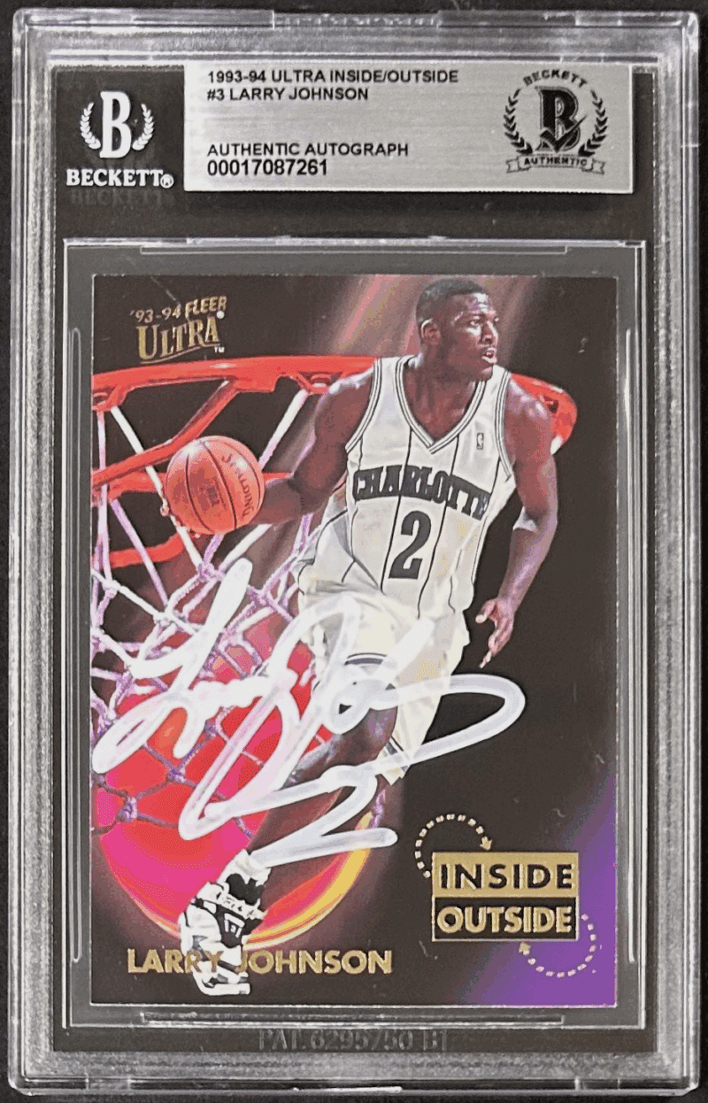 Larry Johnson 1993-94 Ultra Inside/Outside Signed Card #13 BAS 17087261 Hornets