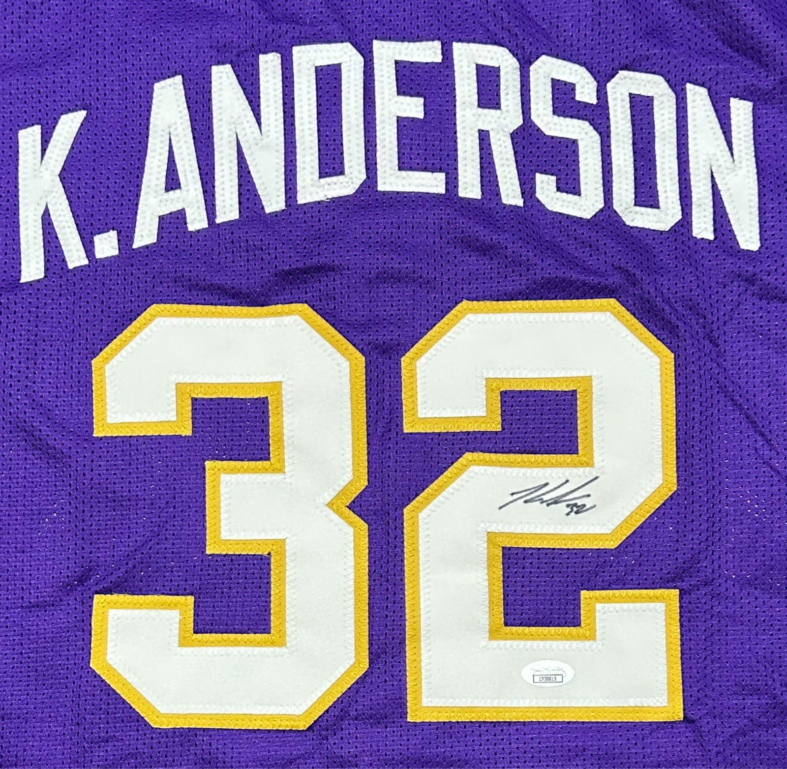 Kade Anderson Signed Autographed Purple Jersey JSA Authenticated - Image 2