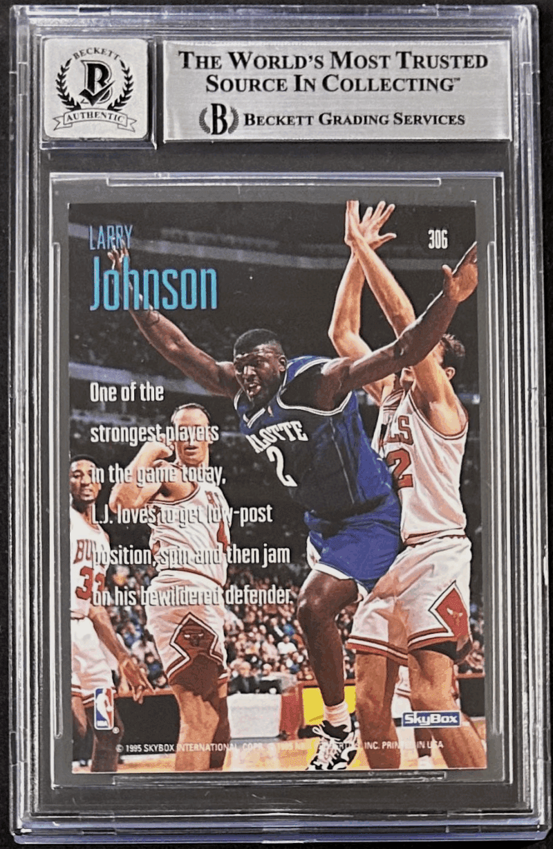 Larry Johnson 1994-95 Skybox Signed Card #306 Beckett 17085429 Hornets Auto 10 - Image 2