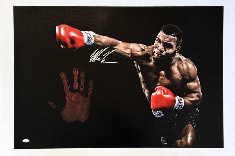 Mike Tyson Original Handprint Unstretched 20x36 Canvas Signed JSA WP276669 Punch