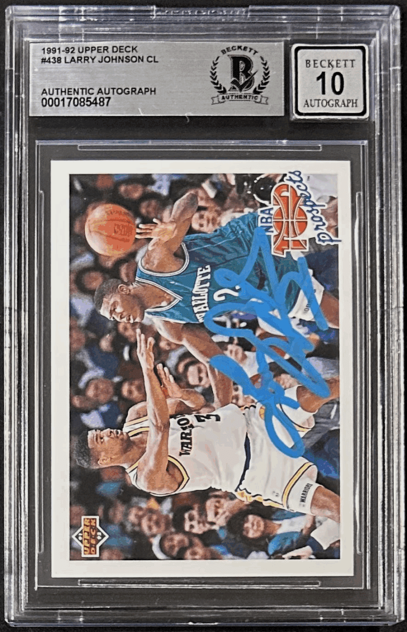 Larry Johnson 1991-92 Upper Deck Signed Card #438 Beckett 17085487 Auto 10 - Image 2