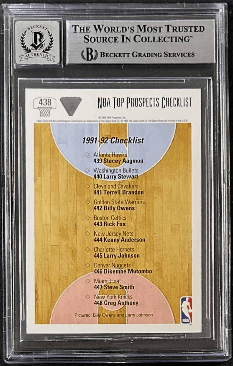 Larry Johnson 1991-92 Upper Deck Signed Card #438 Beckett 17085487 Auto 10 - Image 3