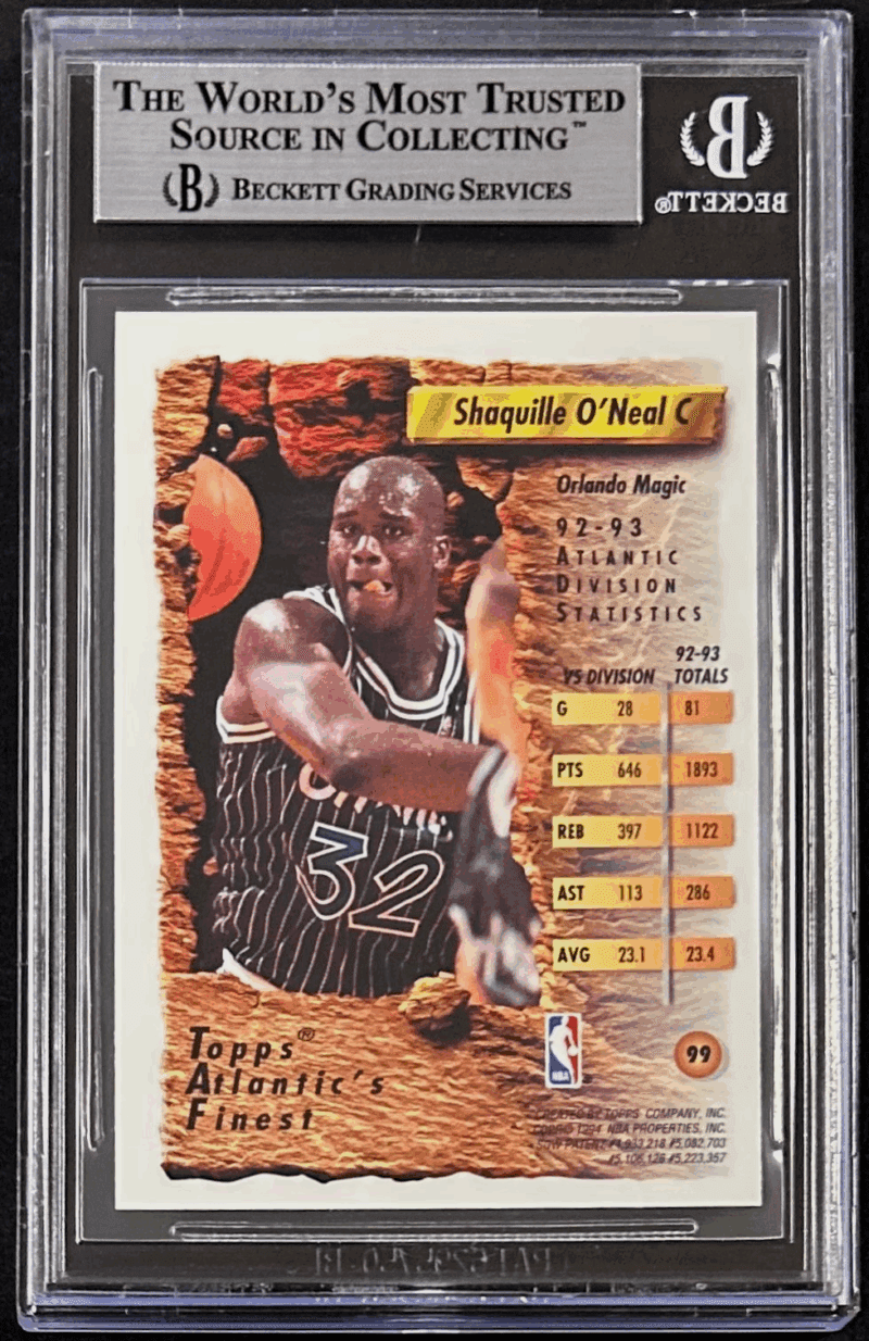 Shaquille Shaq O'Neal Signed 1993-94 Topps Finest Card #99 Beckett 14059577 - Image 2