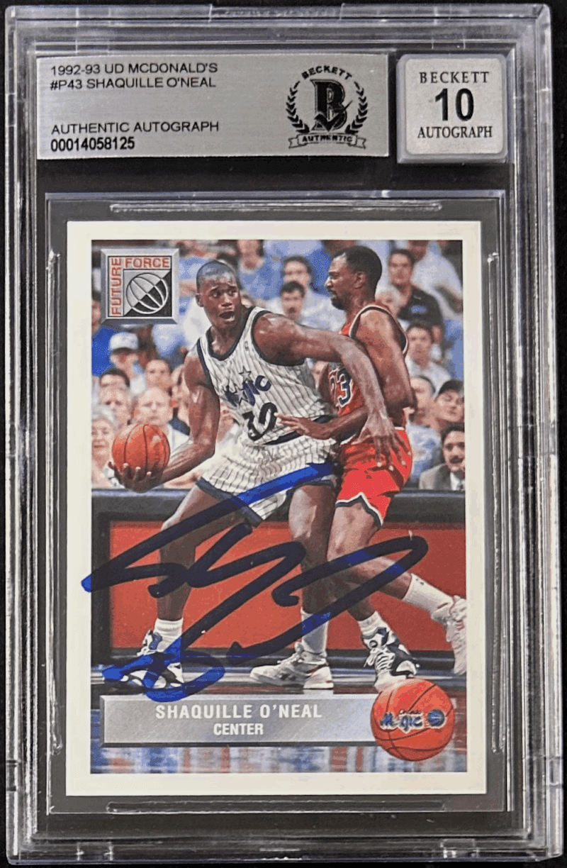 Shaquille Shaq O'Neal Signed 1992-93 UD McDonald's Card P43 BAS 14059577 Auto 10