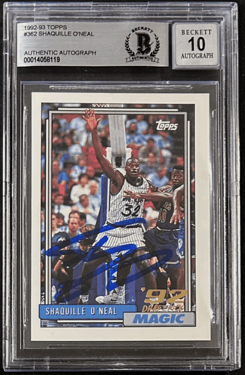Shaquille Shaq O'Neal Signed 1992-93 Topps Rookie Card #362 BAS 14058119 Auto 10