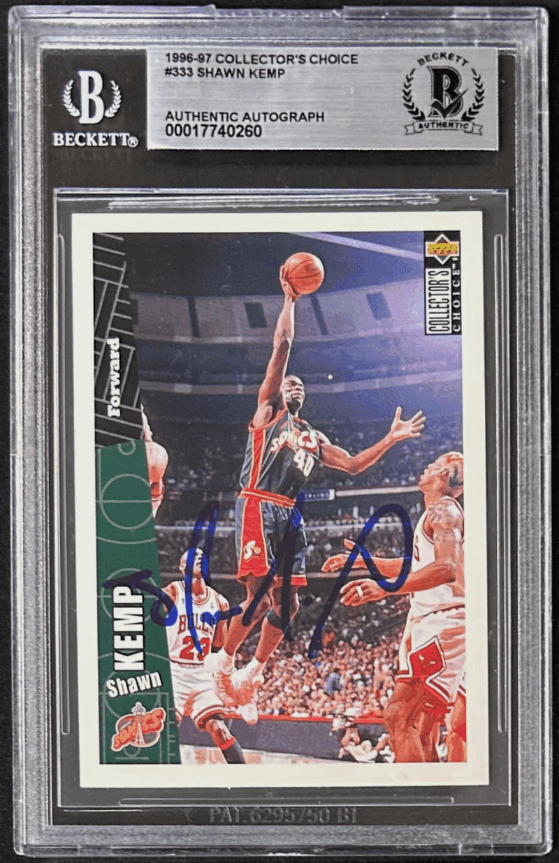 Shawn Kemp Signed 1996-97 UD Collectors Choice Card 333 BAS 17740260 Supersonics