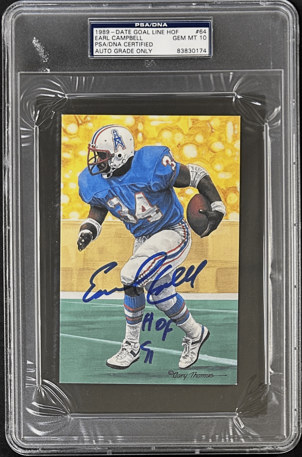 Earl Campbell Signed 1989 Goal Line HOF Card #64 PSA/DNA Auto 10 HOF 91 83830174