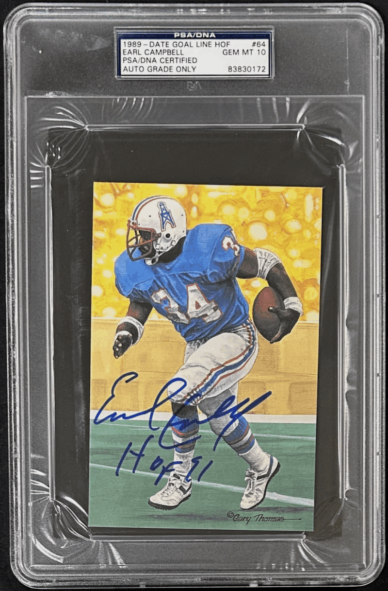 Earl Campbell Signed 1989 Goal Line HOF Card #64 PSA/DNA Auto 10 HOF 91 83830172