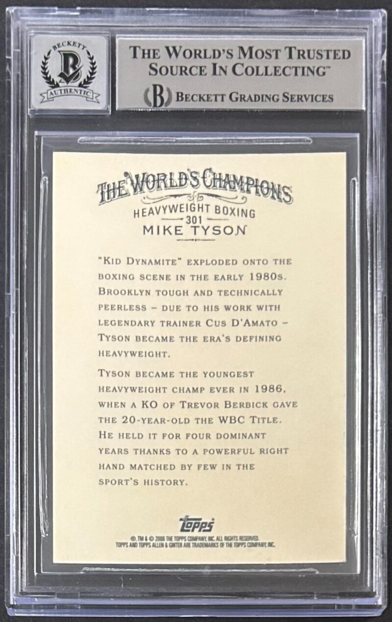 Mike Tyson Signed 2006 Topps Allen & Ginter Card #301 Beckett 15333001 Auto 10 - Image 2