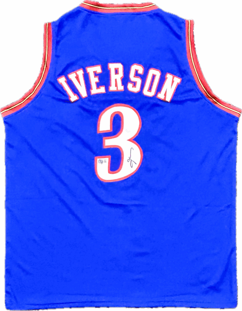 Allen Iverson Signed Autographed Blue/Red Jersey Beckett