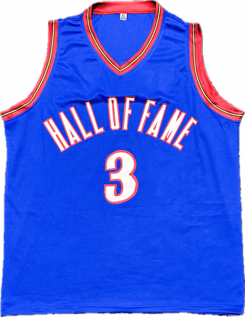 Allen Iverson Signed Autographed Blue/Red Jersey Beckett - Image 3