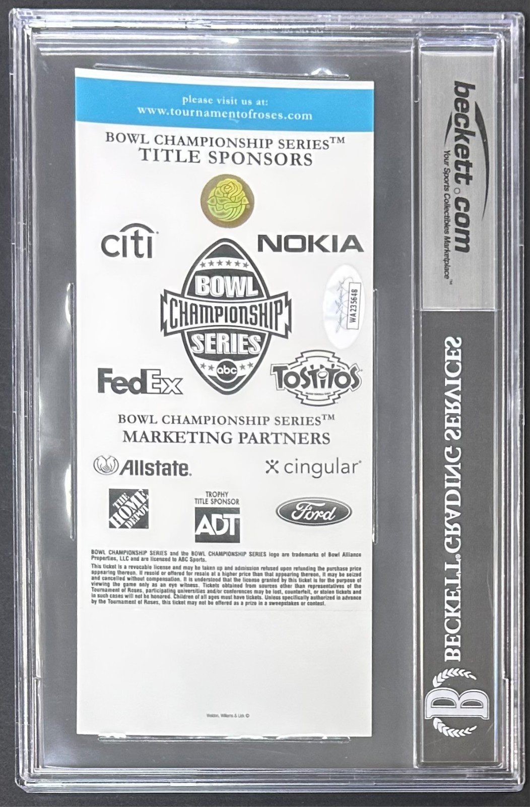 Vince Young Signed 2006 Rose Bowl BCS Championship Game Full Ticket BAS 15557199 - Image 2