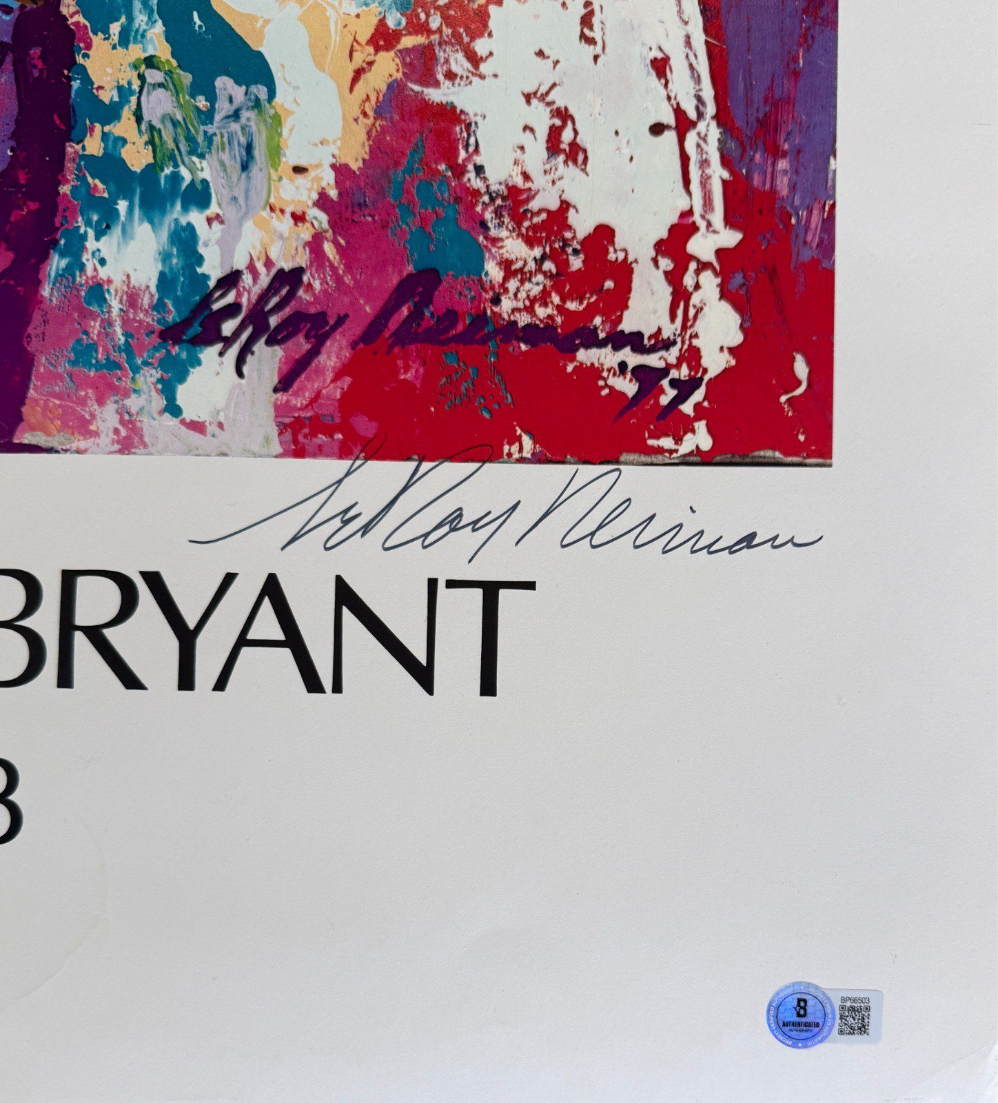 LeRoy Neiman Signed Paul "Bear" Bryant Poster 32x22 1/2 Beckett Authenticated - Image 2