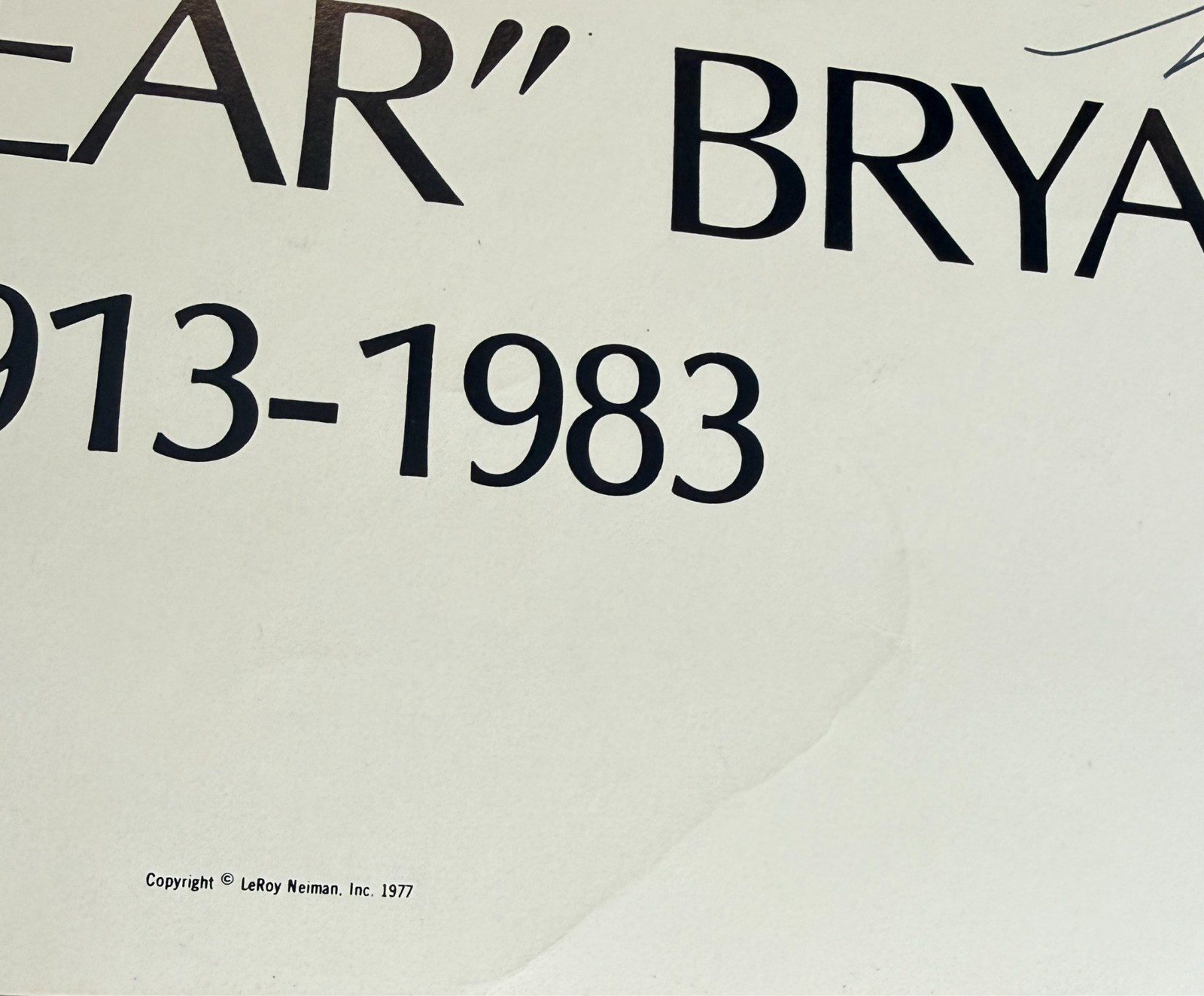 LeRoy Neiman Signed Paul "Bear" Bryant Poster 32x22 1/2 Beckett Authenticated - Image 5