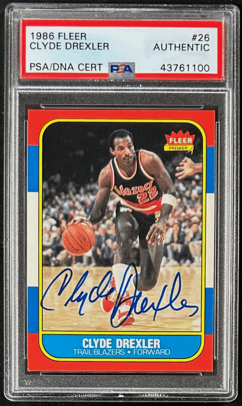 Clyde Drexler Signed Autographed 1986-87 Fleer Card #26 PSA/DNA 43761100