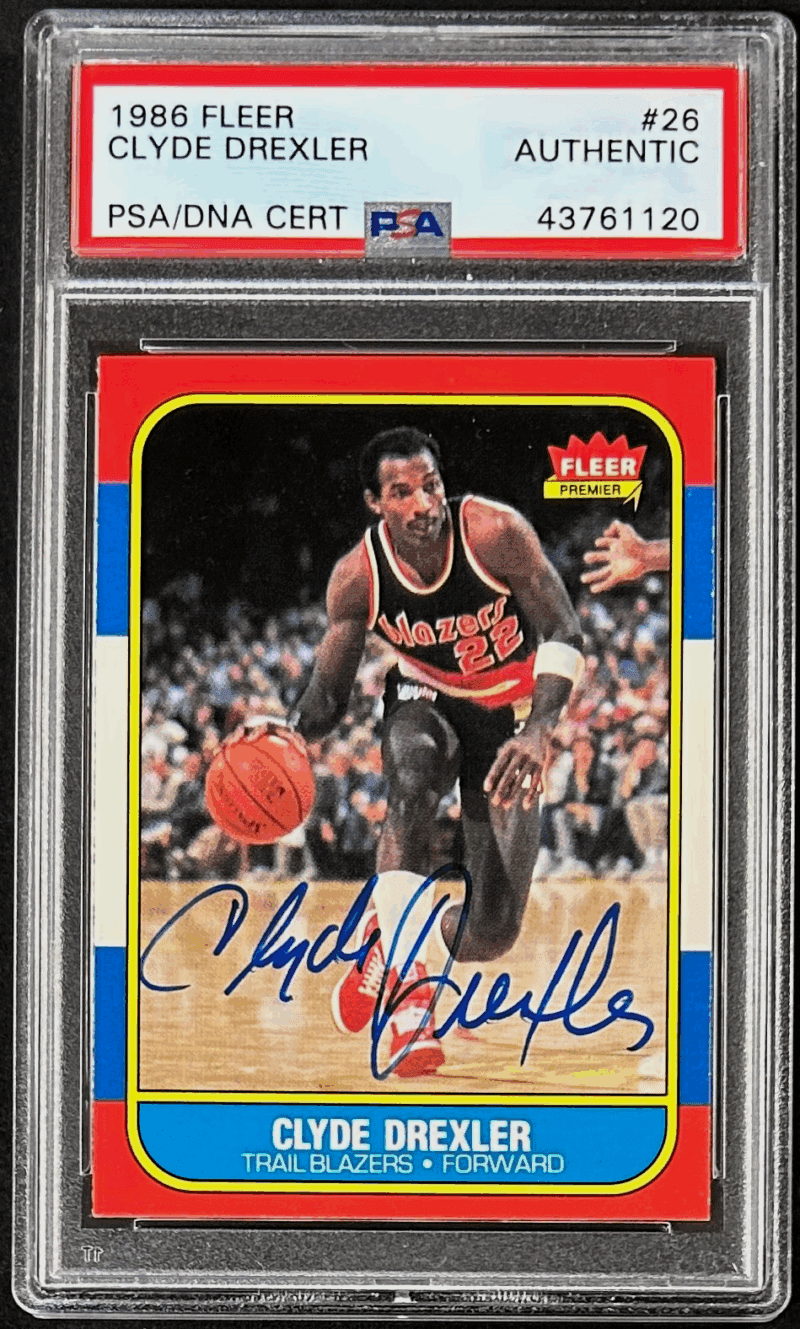 Clyde Drexler Signed Autographed 1986-87 Fleer Card #26 PSA/DNA 43761120