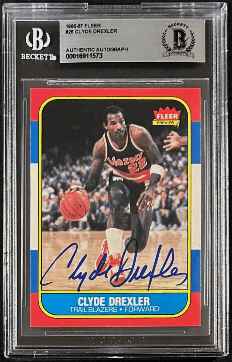 Clyde Drexler Signed Autographed 1986-87 Fleer Card #26 Beckett 16911573