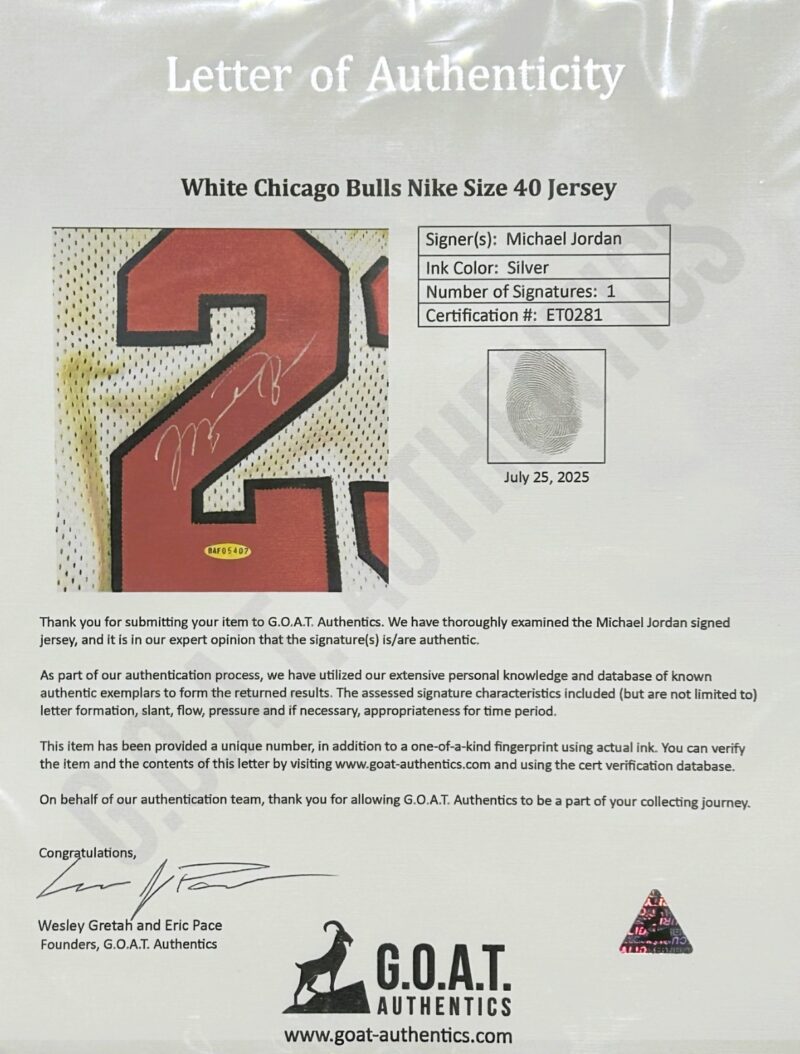 Michael Jordan Signed Nike White Chicago Bulls #23 Jersey Upper Deck & GOAT - Image 6