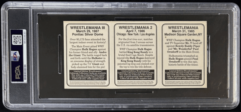 Hulk Hogan Signed WWF WreslteMania 1 2 & 3 Coliseum Video Collectors Cards PSA - Image 3