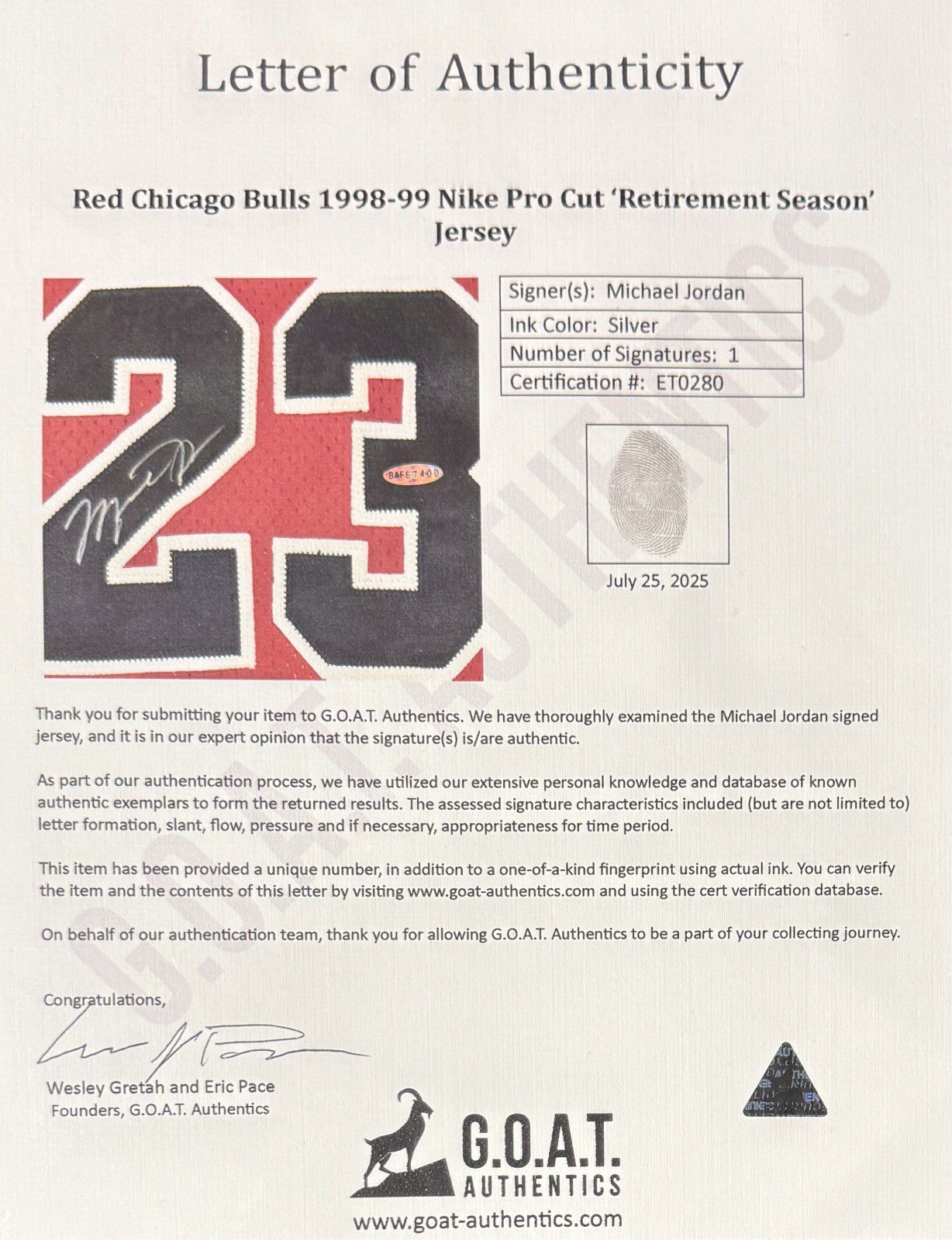 Michael Jordan Signed Nike Pro Cut Chicago Bulls #23 Jersey Upper Deck & GOAT - Image 7