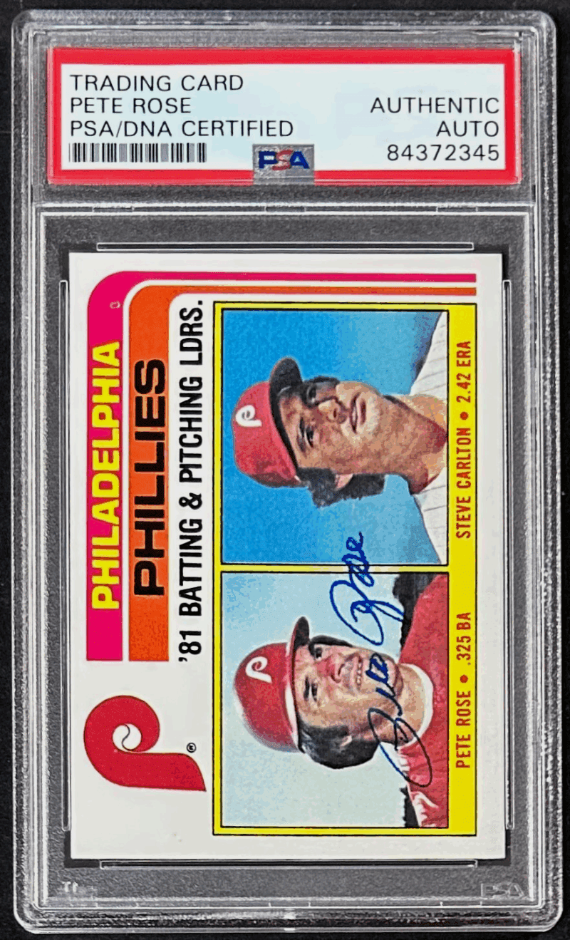 Pete Rose Signed 1982 Topps Card #636 PSA/DNA 84372345 Philadelphia Phillies - Image 2