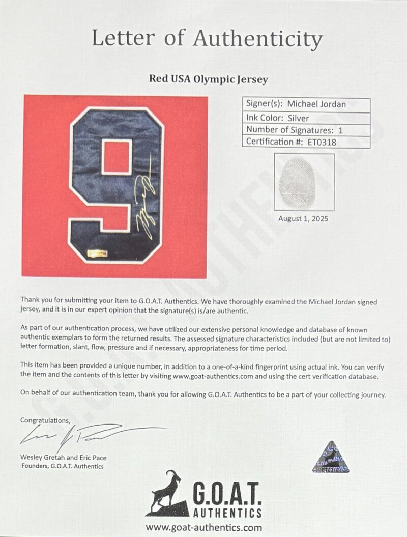 Michael Jordan Signed Nike 1984 USA Olympics Red Jersey #9 UDA Beckett & GOAT - Image 9