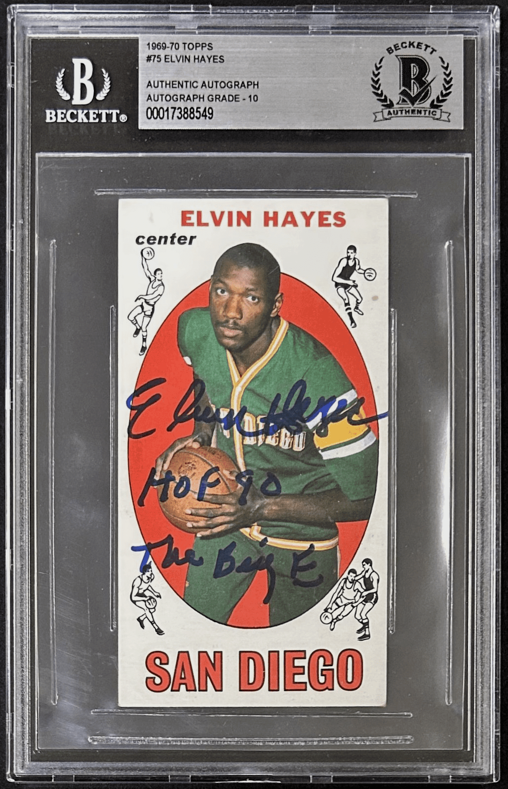 Elvin Hayes Signed 1969-70 Topps Card #75 BAS 17388549 Auto 10 HOF 90 The Big E