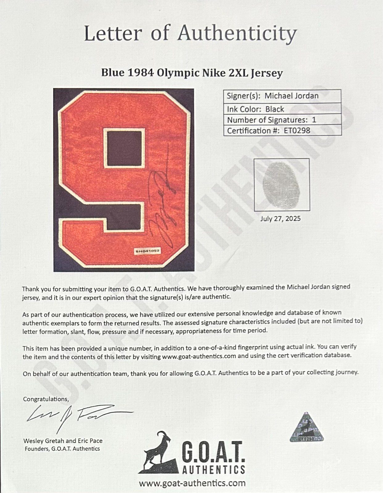 Michael Jordan Signed Nike 1984 USA Olympics Blue Jersey #9 UDA Beckett & GOAT - Image 9