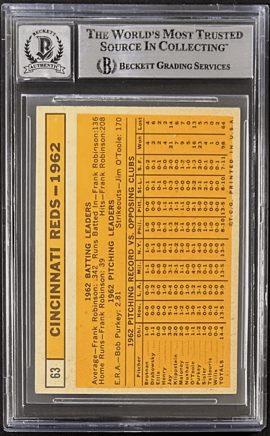 Pete Rose Signed TC 1963 Topps Card #63 Beckett 17387795 Auto 10 Cincinnati Reds - Image 3