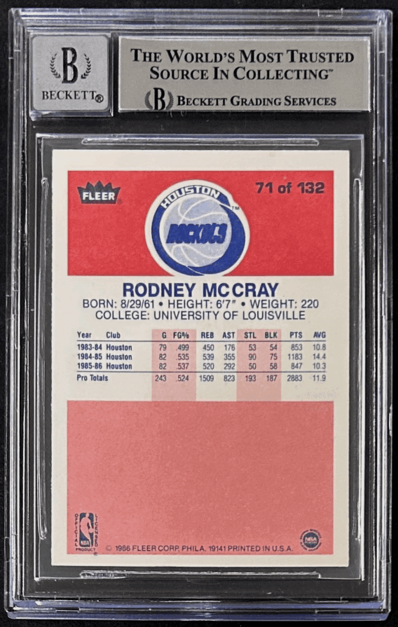 Rodney McCray Signed Autographed 1986-87 Fleer Card #71 Beckett 15989218 Auto 10 - Image 2