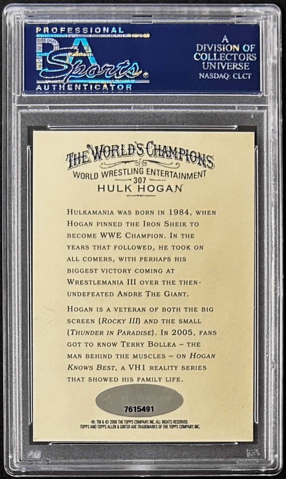 Hulk Hogan "Hulkster" Signed 2006 Topps Allen & Ginter Card #307 PSA 83830618 - Image 2