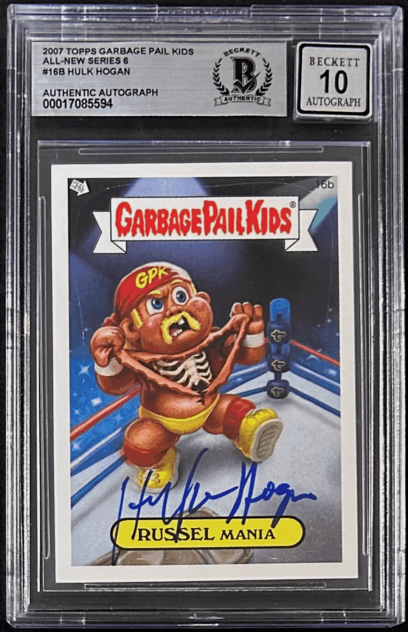 Hulk Hogan Signed 2007 Topps Garbage Pail Kids Card #16B BAS 17085594 Auto 10