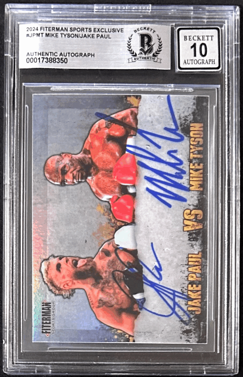 Mike Tyson & Jake Paul Dual Signed Exclusive Trading Card BAS 17388350 Auto 10 - Image 2