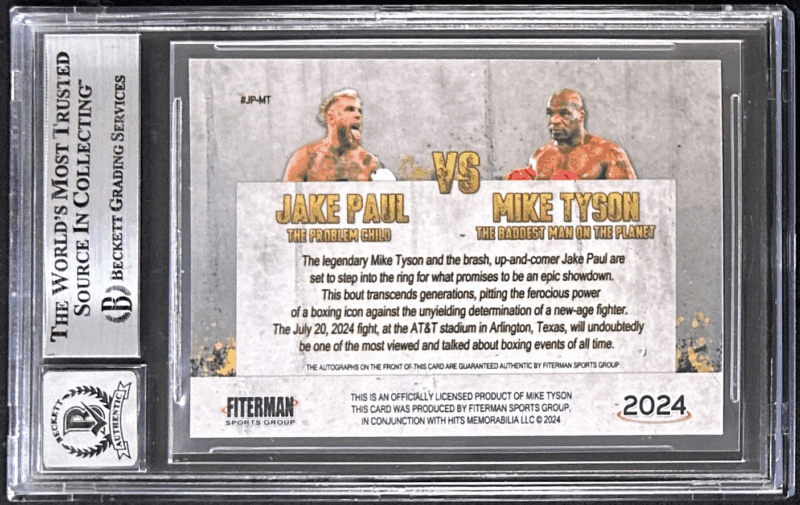Mike Tyson & Jake Paul Dual Signed Exclusive Trading Card BAS 17388350 Auto 10 - Image 3