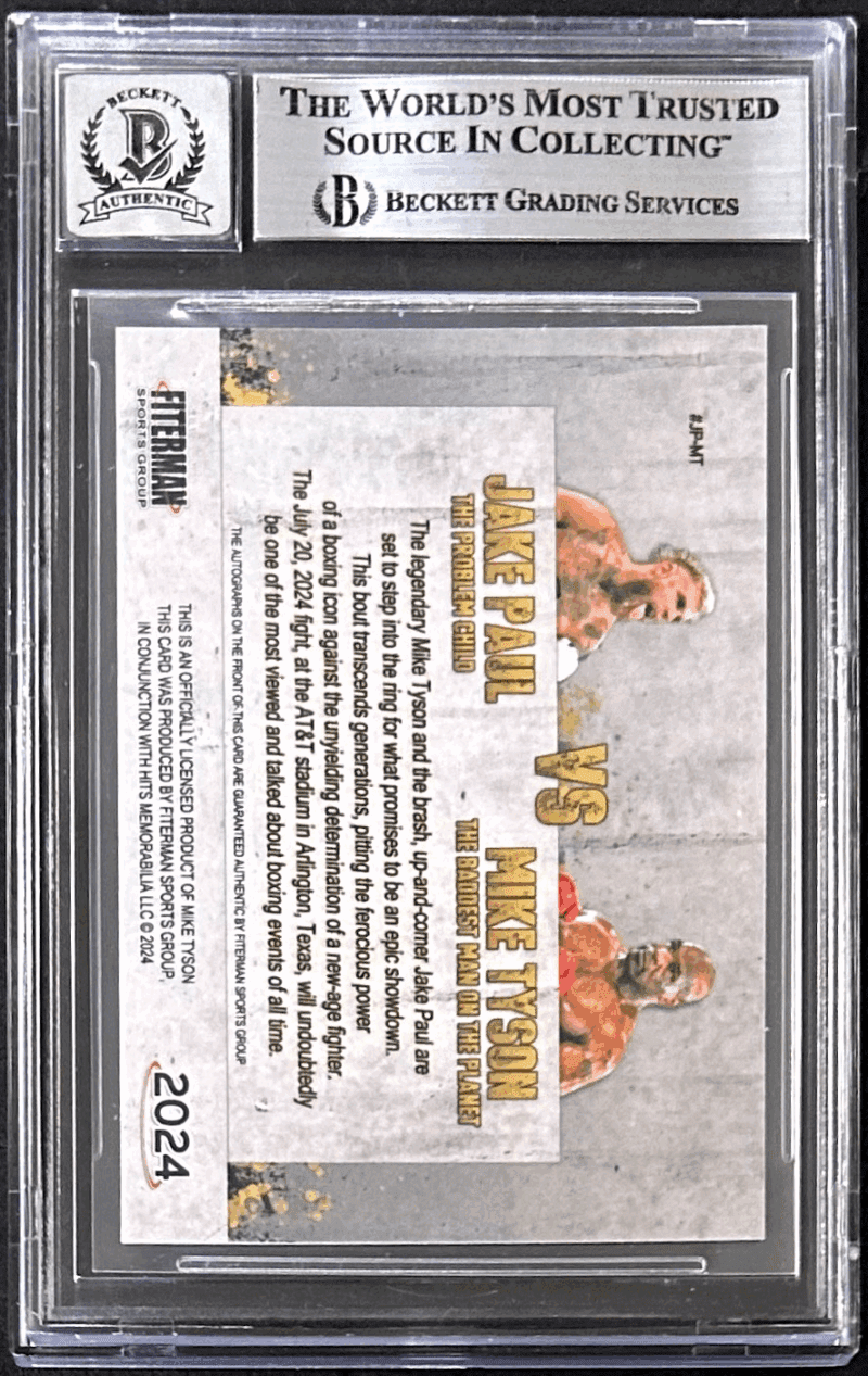 Mike Tyson & Jake Paul Dual Signed Exclusive Trading Card BAS 17388350 Auto 10 - Image 4